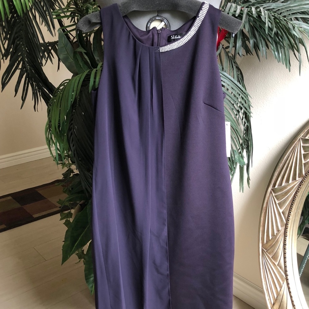 NWT SL Fashions Deep Purple Sleeveless Dress